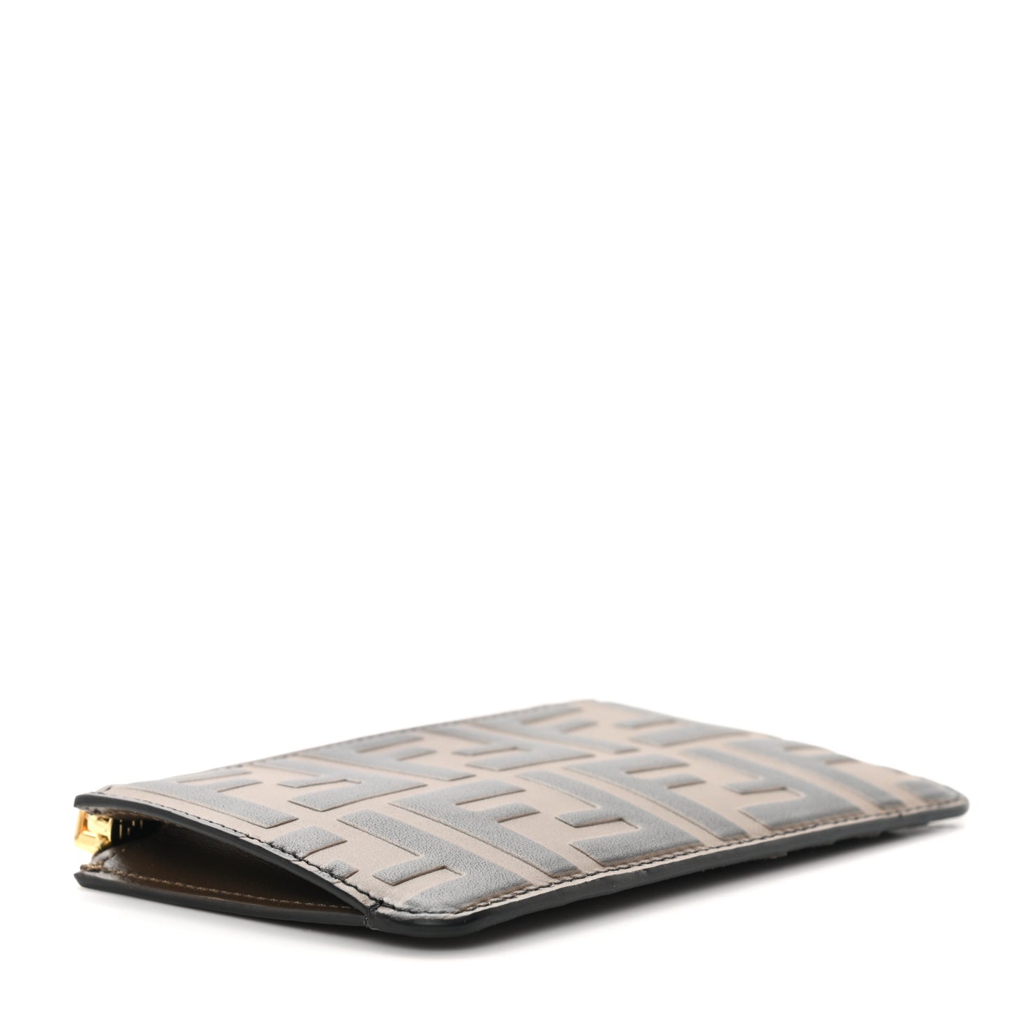 Vitello Soft F is Fendi Bi-Color FF 1974 Embossed Key Case Pouch Maya Black