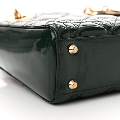 Christian Dior Patent Cannage Mini Lady Dior Pine Green 9 of 11
