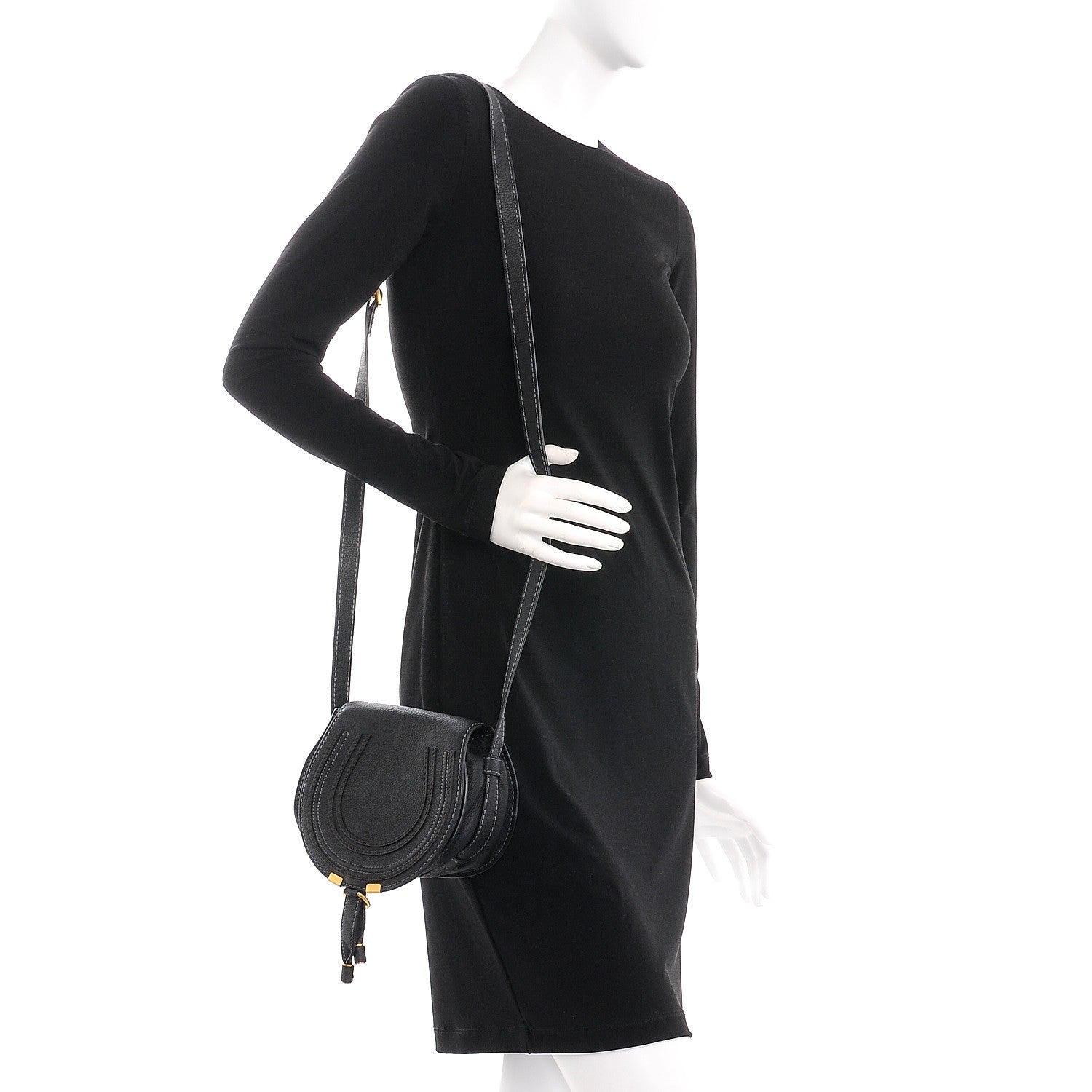 Chloe Calfskin Mini Marcie Round Crossbody Bag Black 2 of 8