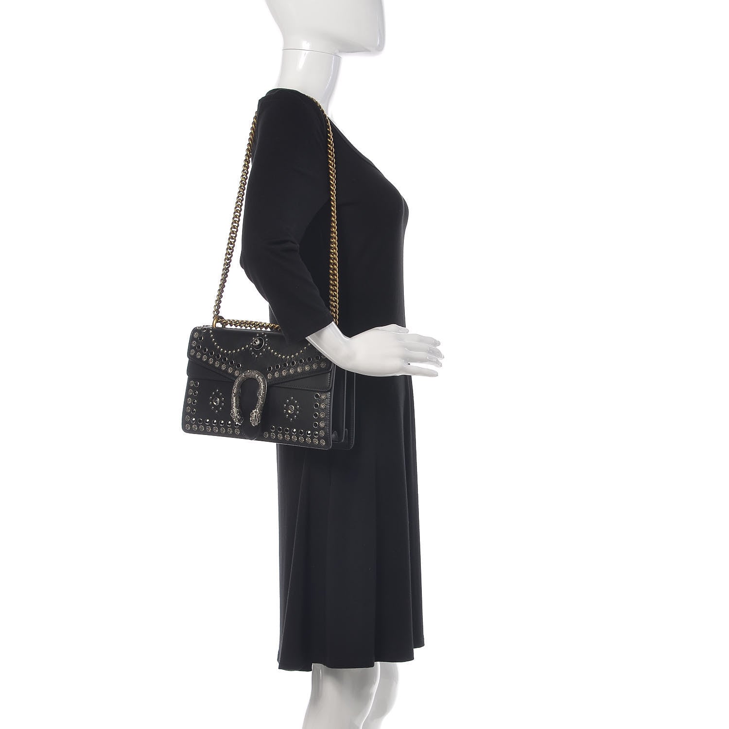 Gucci Calfskin Studded Small Dionysus Shoulder Bag Black 2 of 17