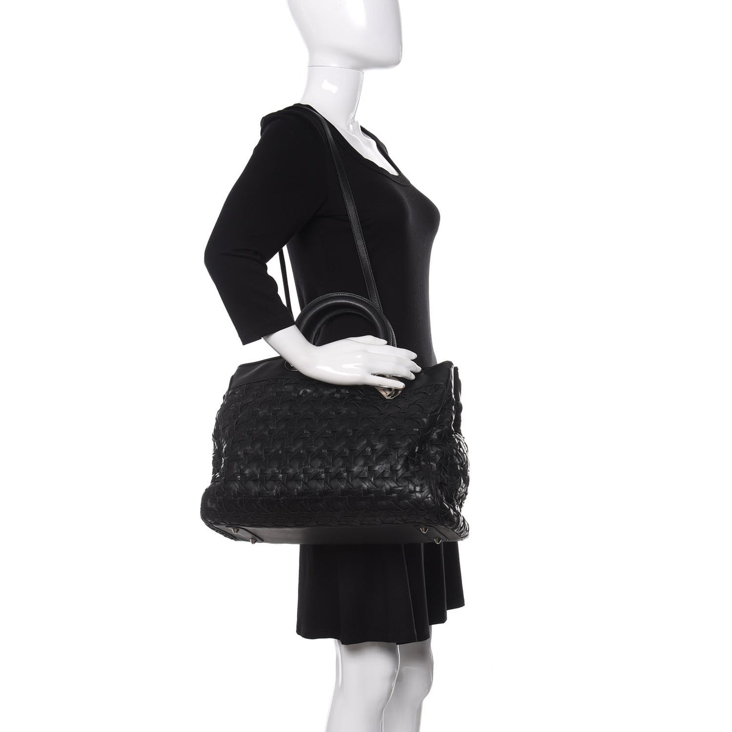 Lambskin Woven Lady Dior Avenue Tote Black