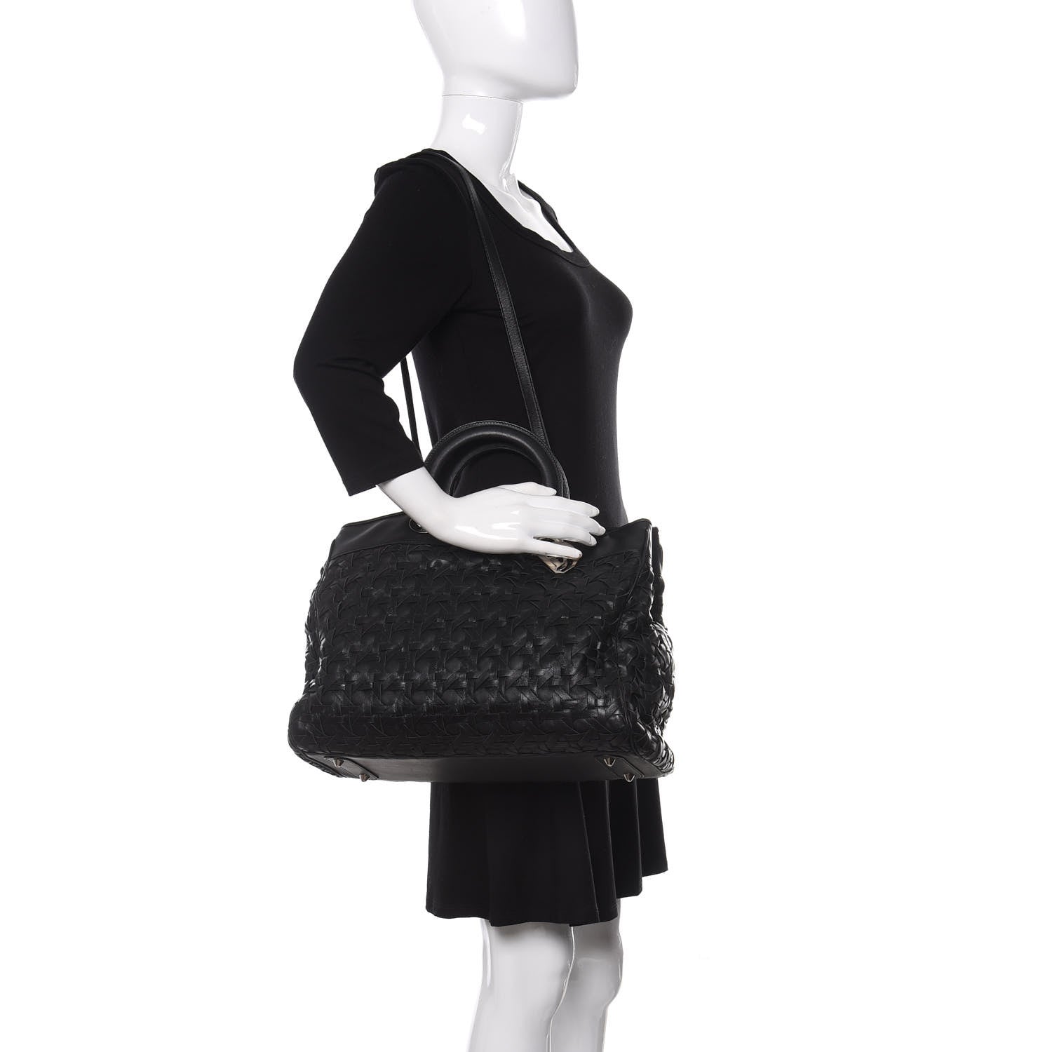 Christian Dior Lambskin Woven Lady Dior Avenue Tote Black 2 of 12