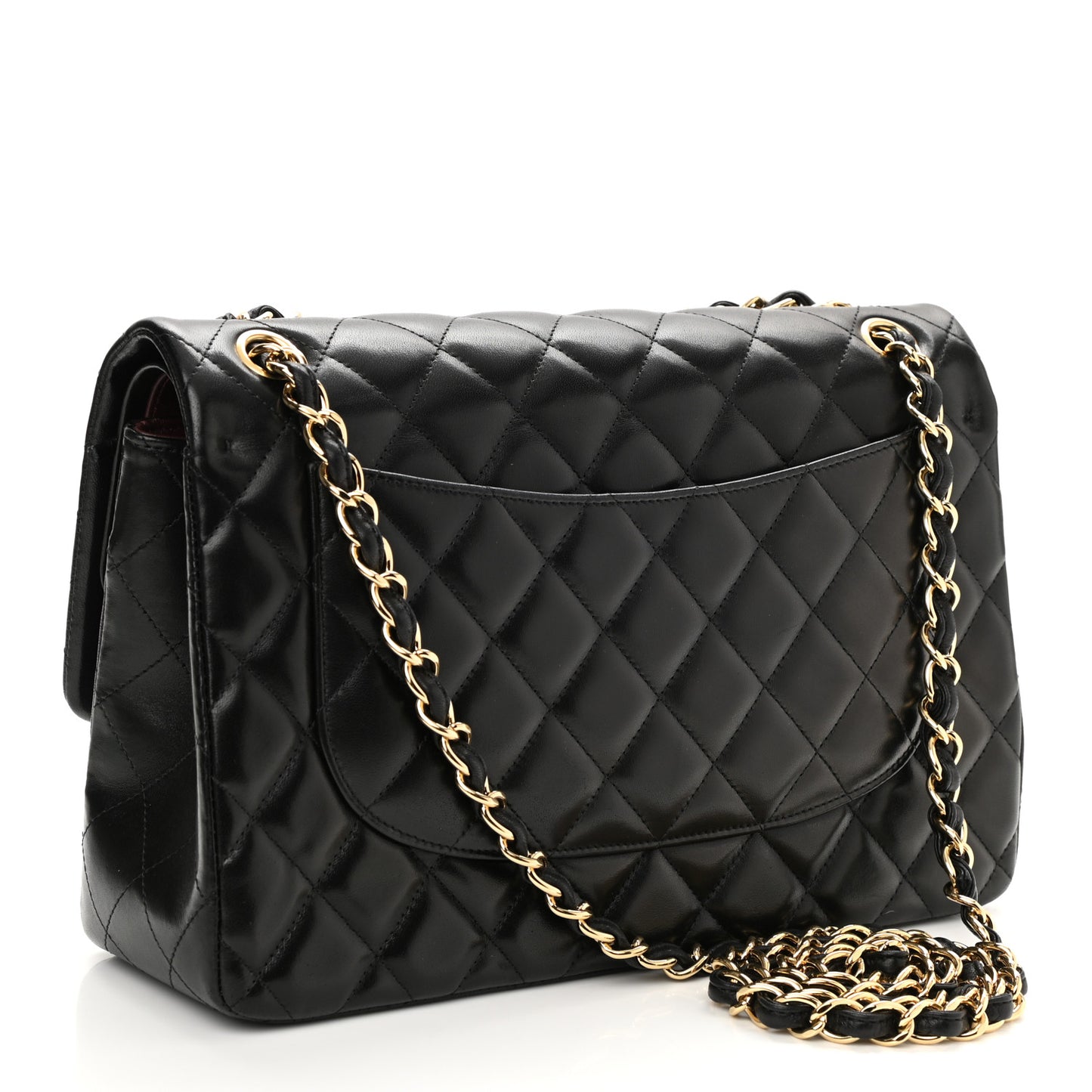 Lambskin Quilted Jumbo Double Flap Black