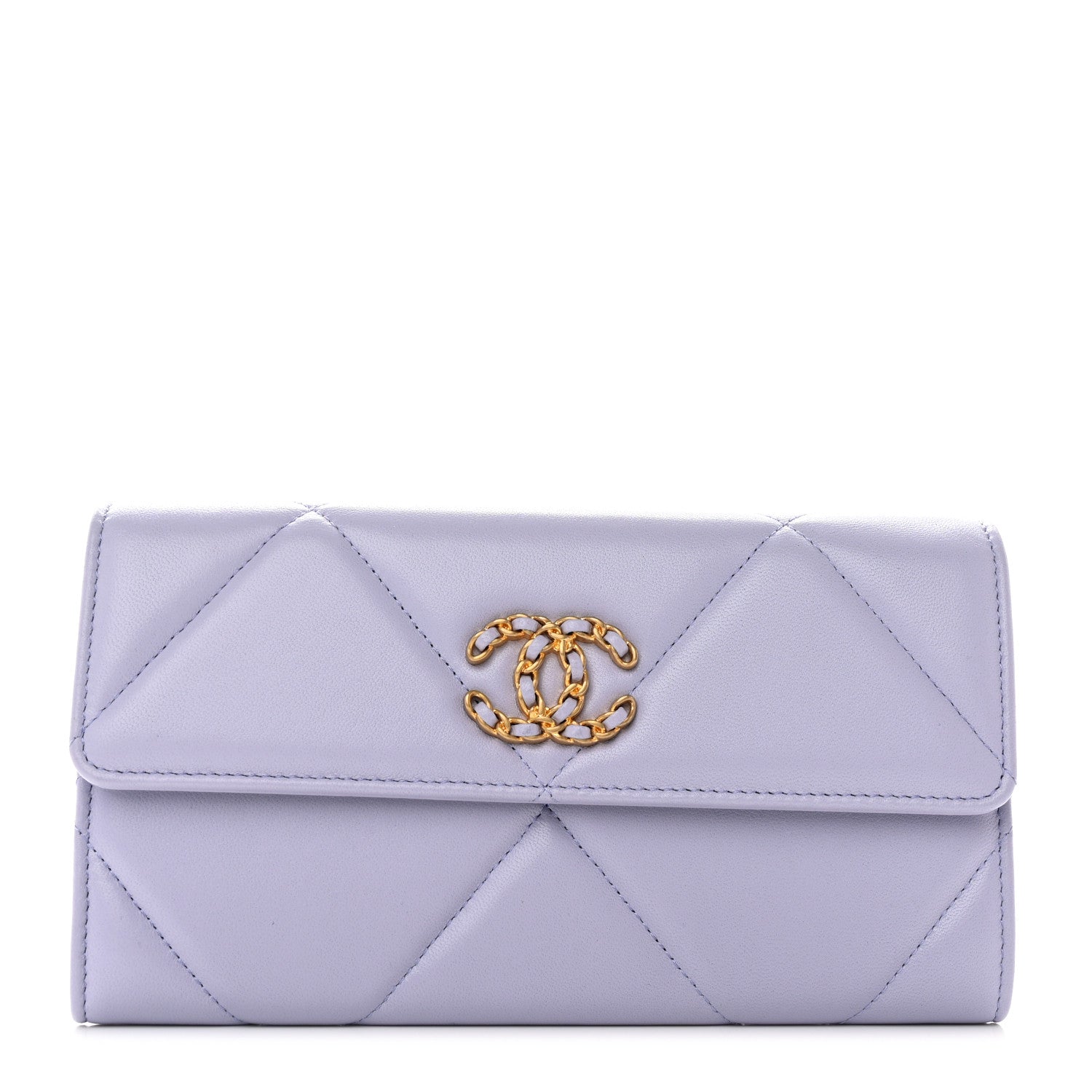 Chanel Lambskin Quilted Chanel 19 Flap Wallet Light Purple 1 of 9