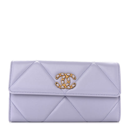 Chanel Lambskin Quilted Chanel 19 Flap Wallet Light Purple 1 of 9