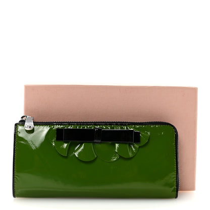 Miu Miu Patent Bow Flap Wallet Green Black 7 of 7