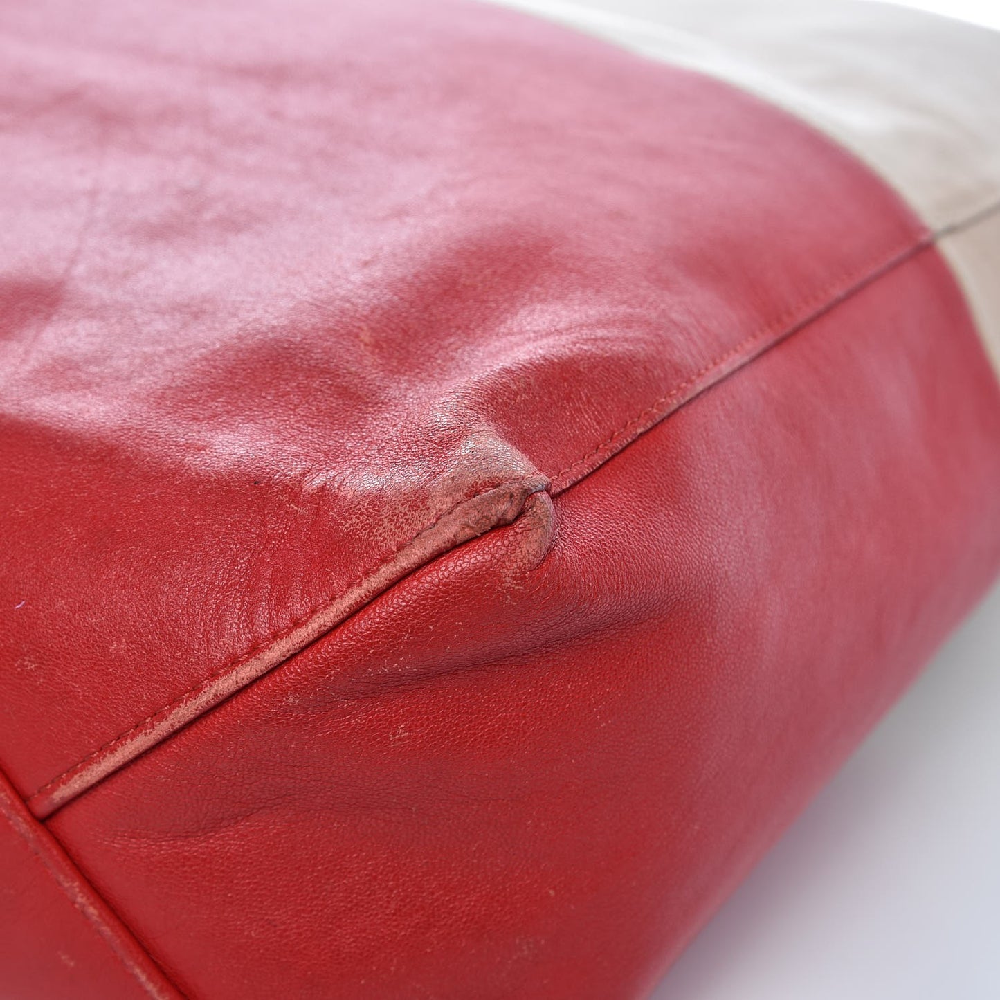 Lambskin Vertical Bi-Cabas Beige Red