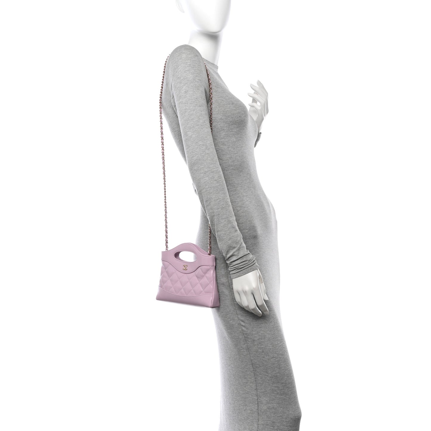 Shiny Crumpled Calfskin Quilted Nano 31 Shopping Bag Light Pink