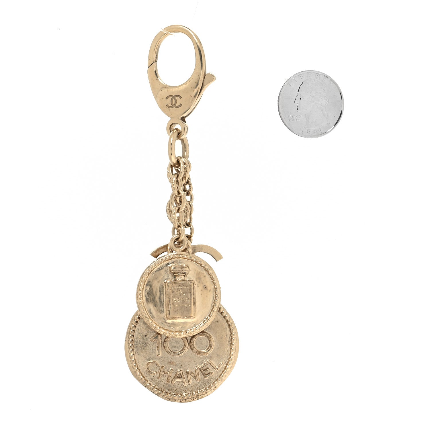 Chanel Coco Chanel CC Coins Key Chain Light Gold 2 of 3