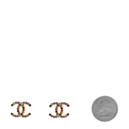 Chanel Crystal Over The Rainbow CC Earrings Gold Multicolor 2 of 5