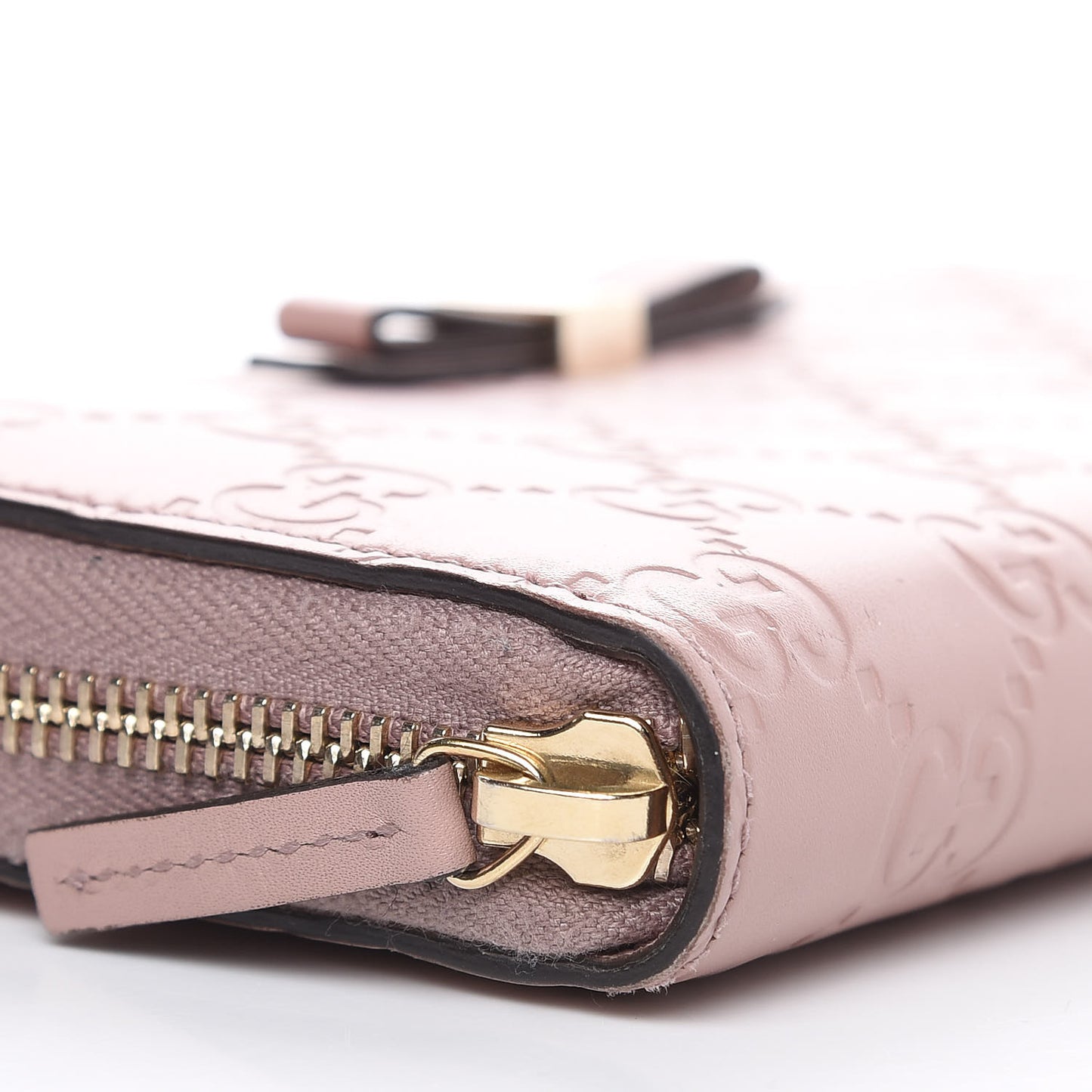 Guccissima Bow Zip Around Wallet Pink
