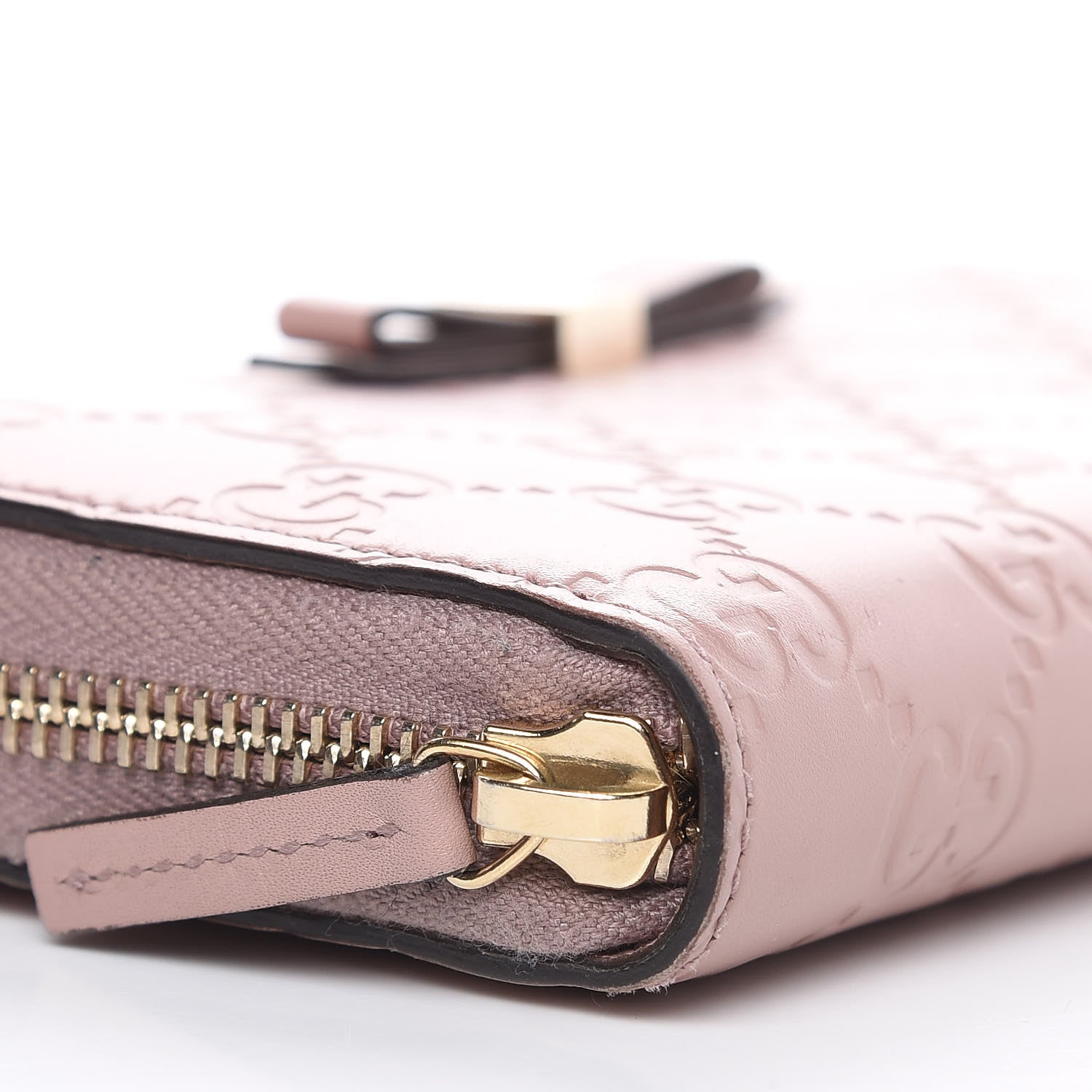 Gucci Guccissima Bow Zip Around Wallet Pink 8 of 13