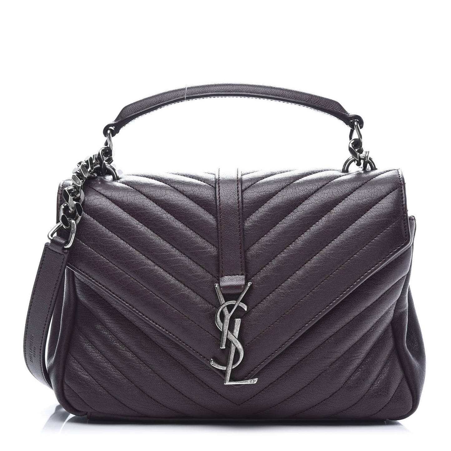 Sheepskin Matelasse Chevron Monogram Medium College Bag Amaranto
