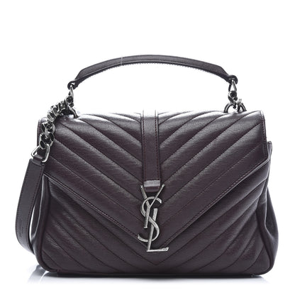 Saint Laurent Sheepskin Matelasse Chevron Monogram Medium College Bag Amaranto 1 of 12
