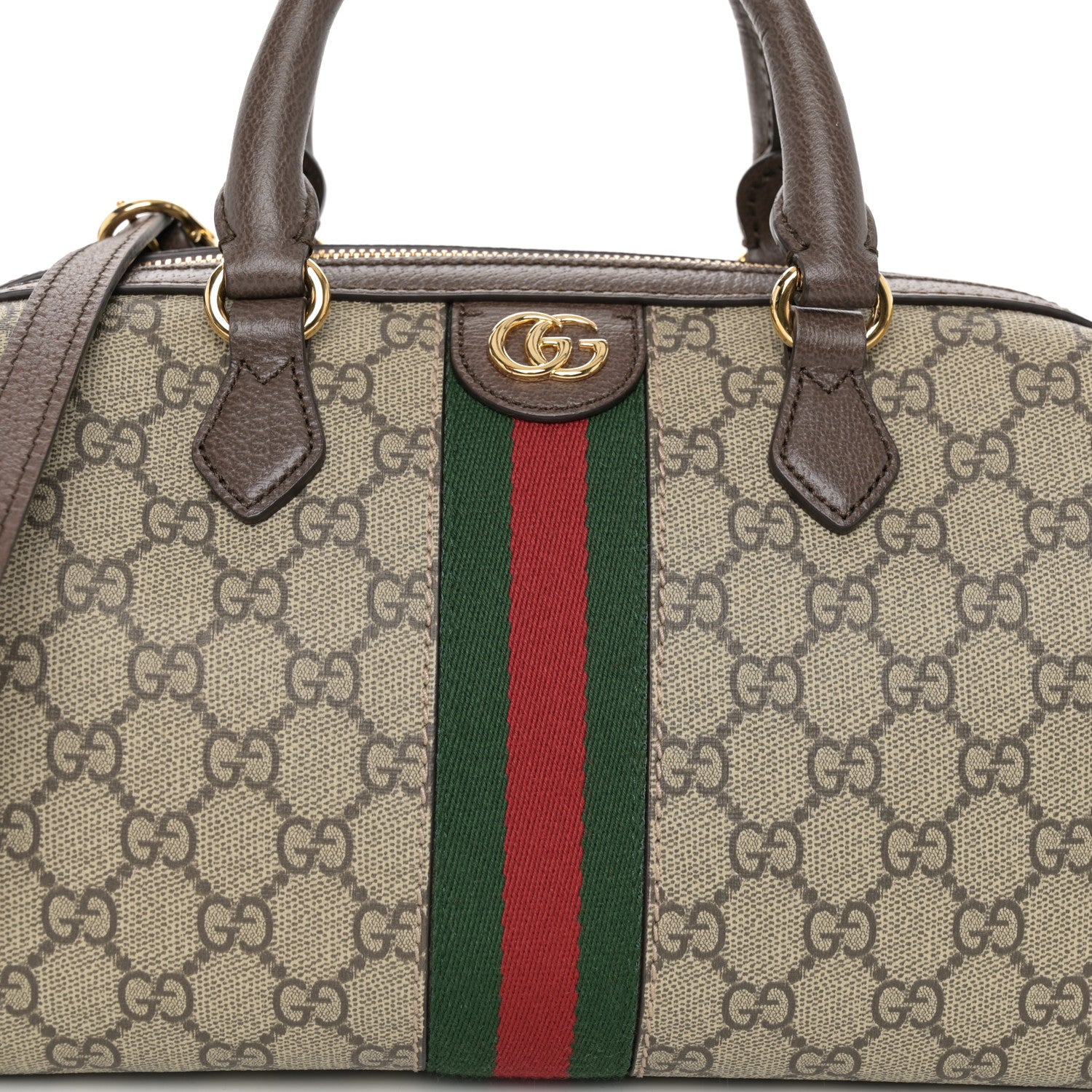 Gucci GG Supreme Monogram Web Small Ophidia Top Handle Bag Beige Ebony 8 of 10