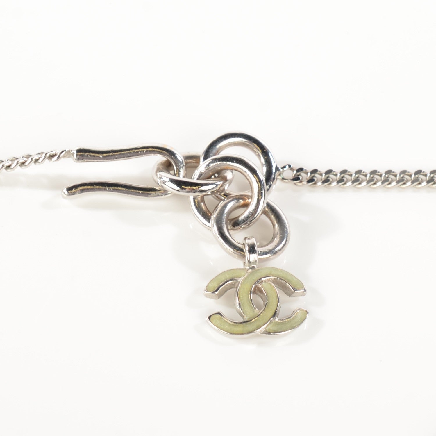 Chanel Crystal CC Clover Necklace Silver 4 of 6
