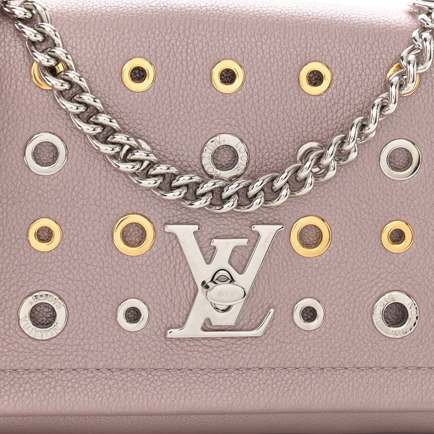 Louis Vuitton Soft Calfskin Eyelet Lockme II Chain Bag BB Rose Gold 8 of 10