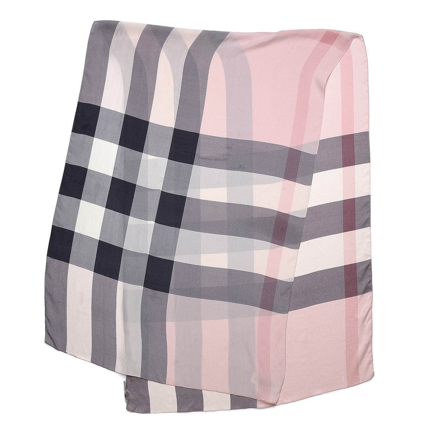 Silk Giant Check Scarf Pink