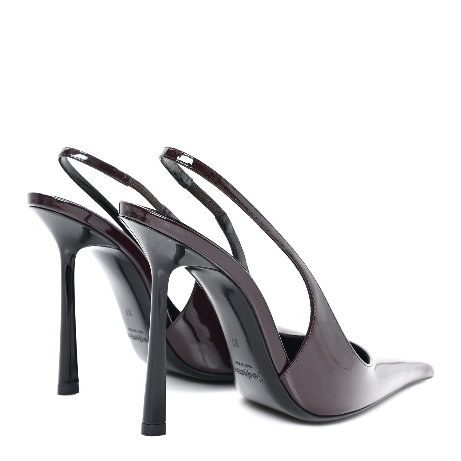 Saint Laurent Patent Vendome Slingback Pumps 37 Purple 5 of 10