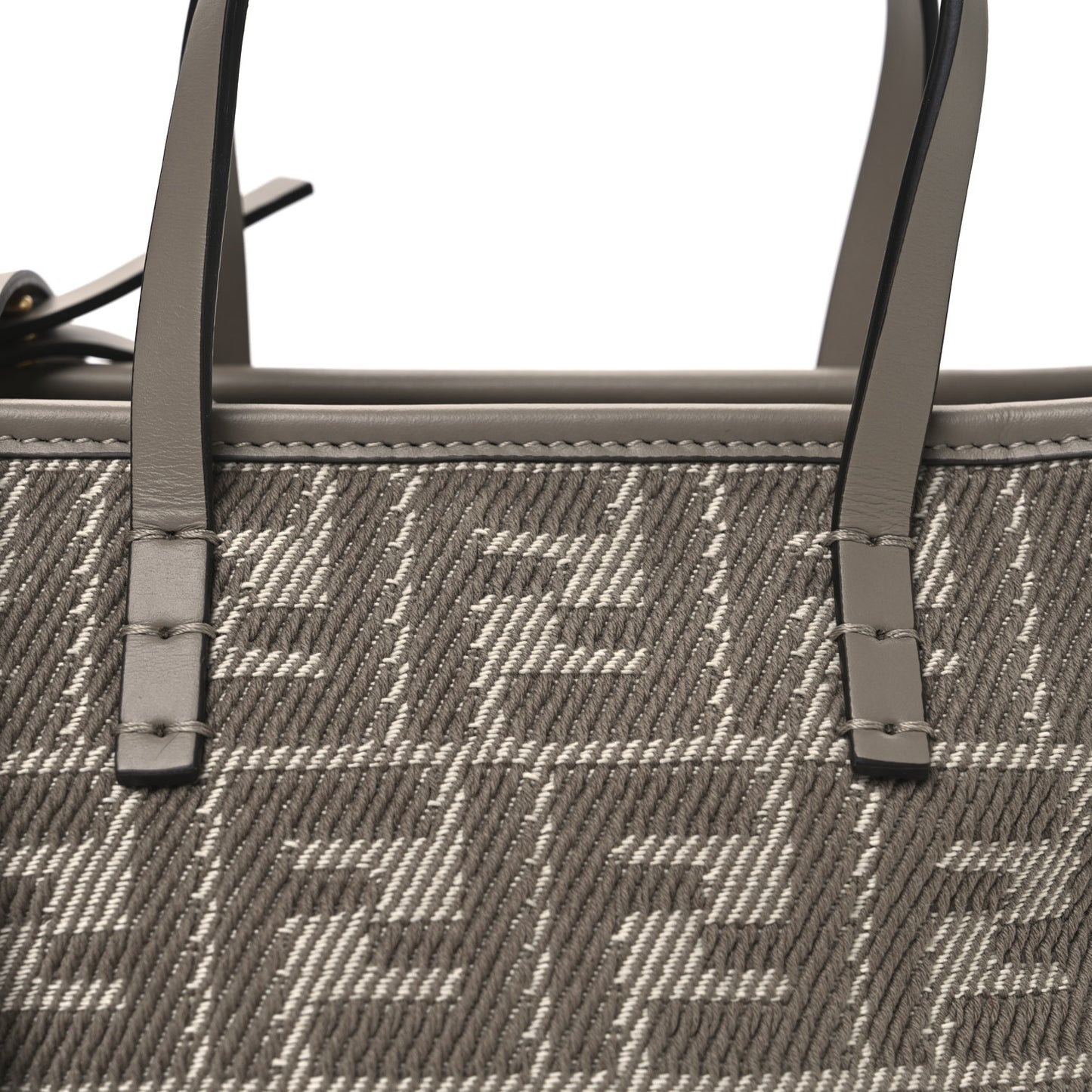 Denim Jacquard FF Effect Vitello Grace Mini Roll Tote Dove White Dove