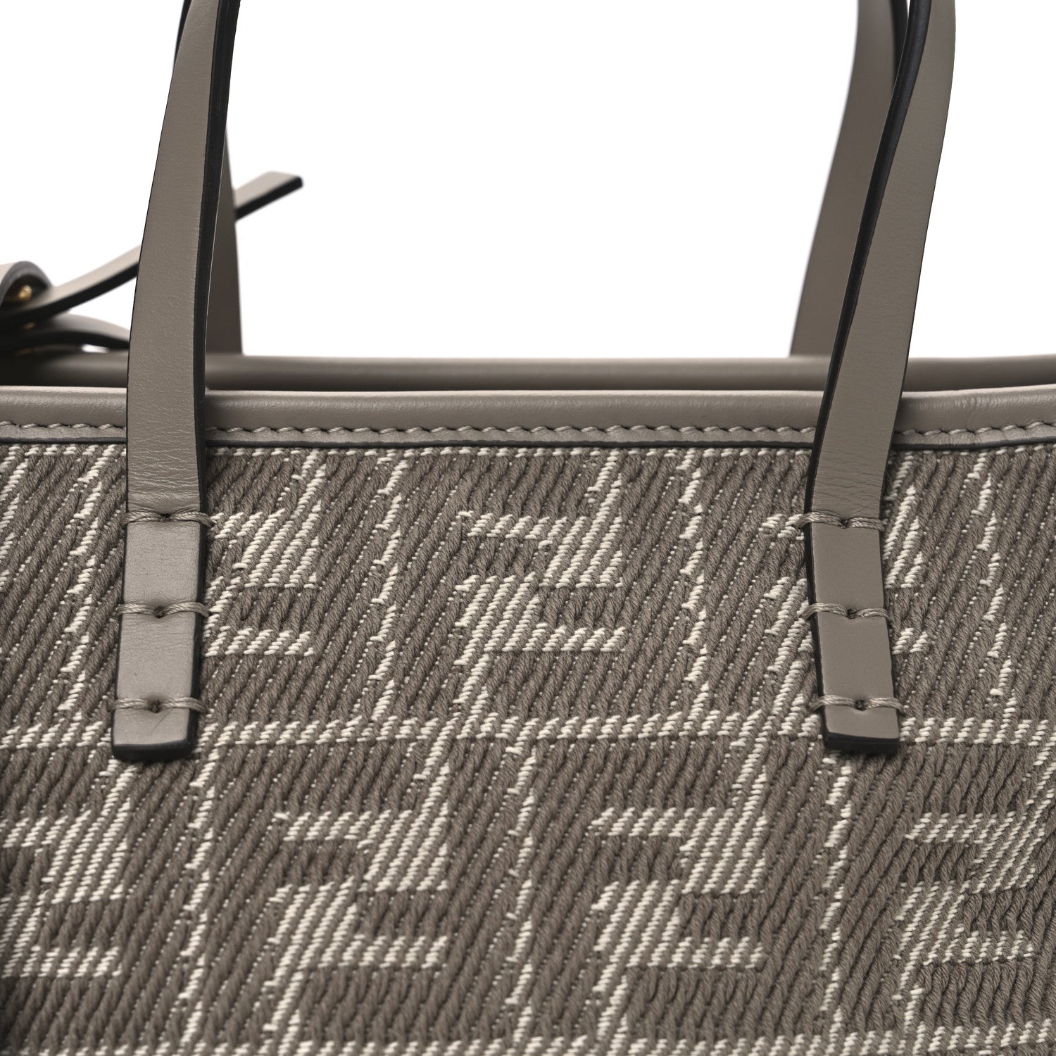 Fendi Denim Jacquard FF Effect Vitello Grace Mini Roll Tote Dove White Dove 8 of 10