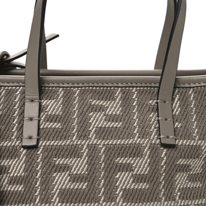 Fendi Denim Jacquard FF Effect Vitello Grace Mini Roll Tote Dove White Dove 8 of 10