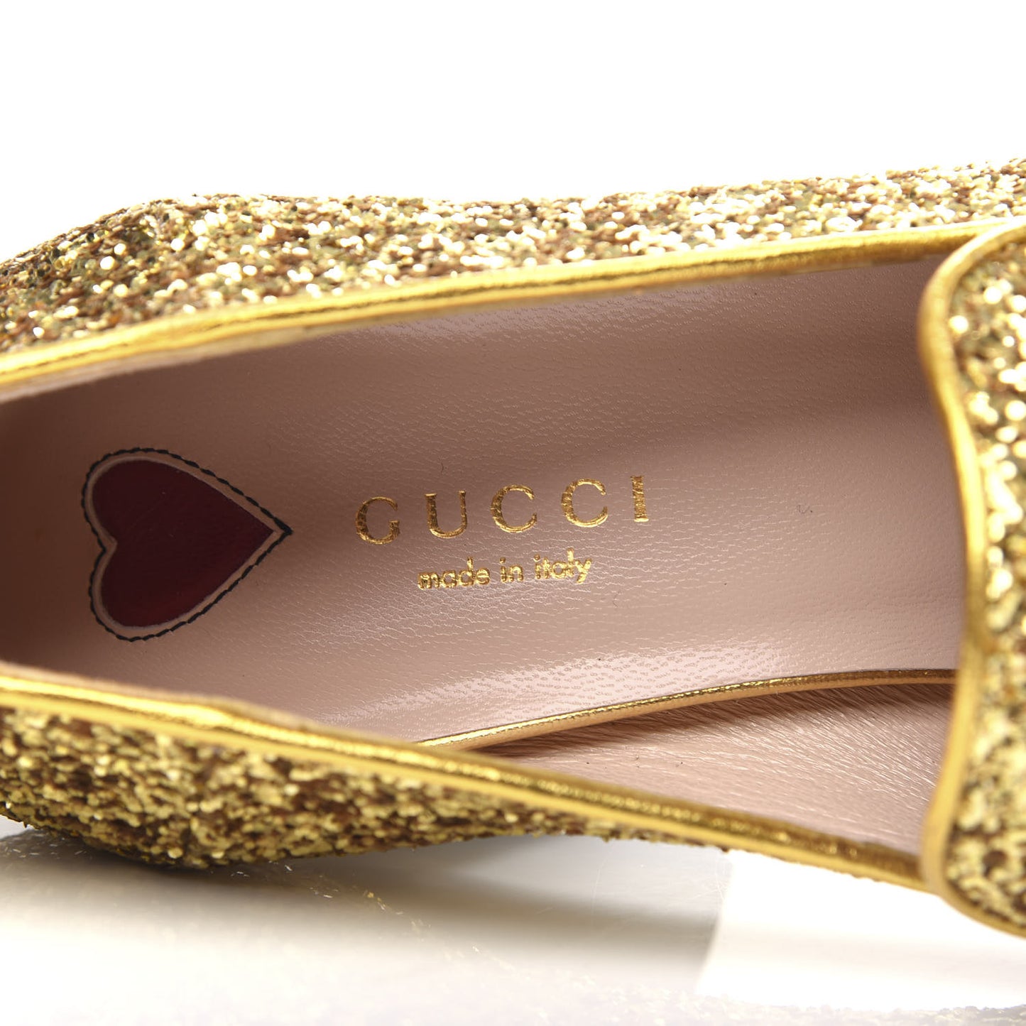 Glitter Nappa Web Peyton 75mm Loafer Pumps 37 Oro Vecchio