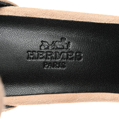 Hermes Suede Goatskin Glam 60 Sandals 39 Beige Nude 7 of 9