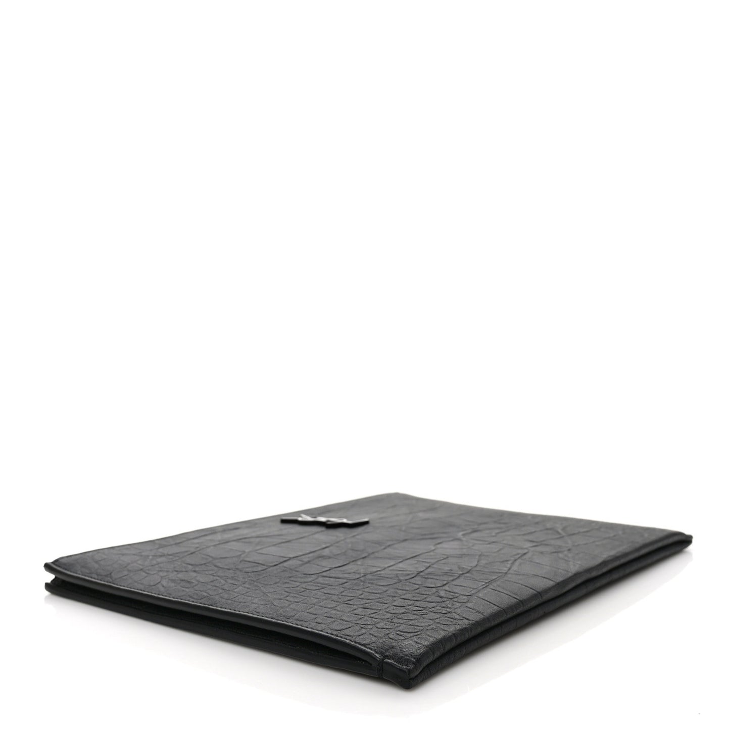 Calfskin Crocodile Embossed Monogram iPad Case Black