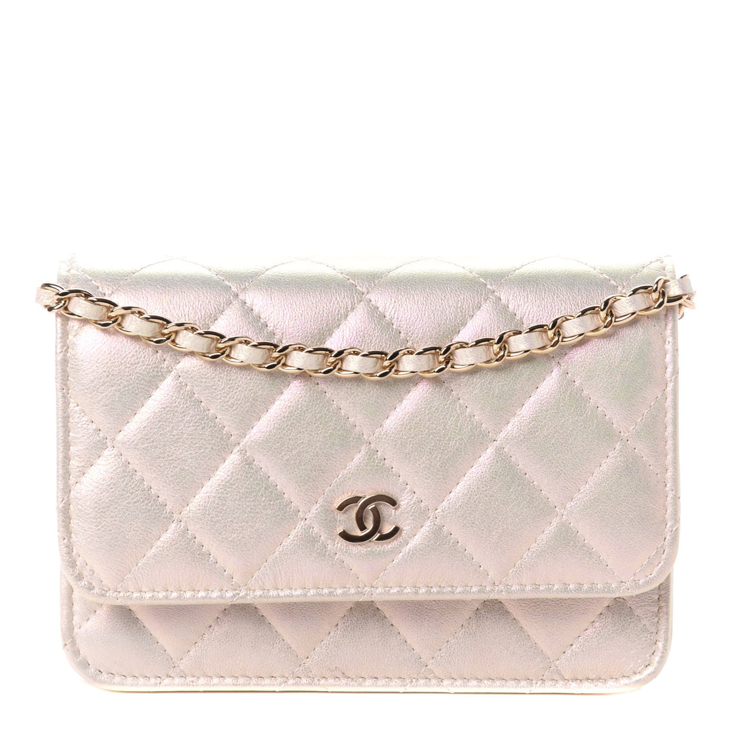 Chanel Iridescent Lambskin Quilted Mini Wallet On Chain WOC Ivory 1 of 10