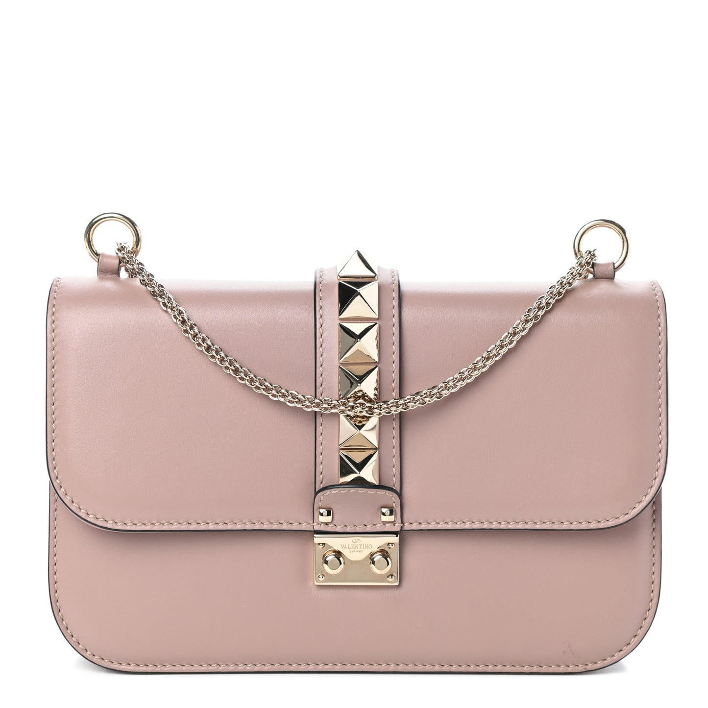 Vitello Medium Glam Lock Rockstud Flap Poudre