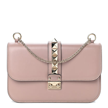 Valentino Garavani Vitello Medium Glam Lock Rockstud Flap Poudre 1 of 9