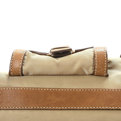 Prada Tessuto Nylon Calfskin Pushlock Satchel Brown 30 of 30