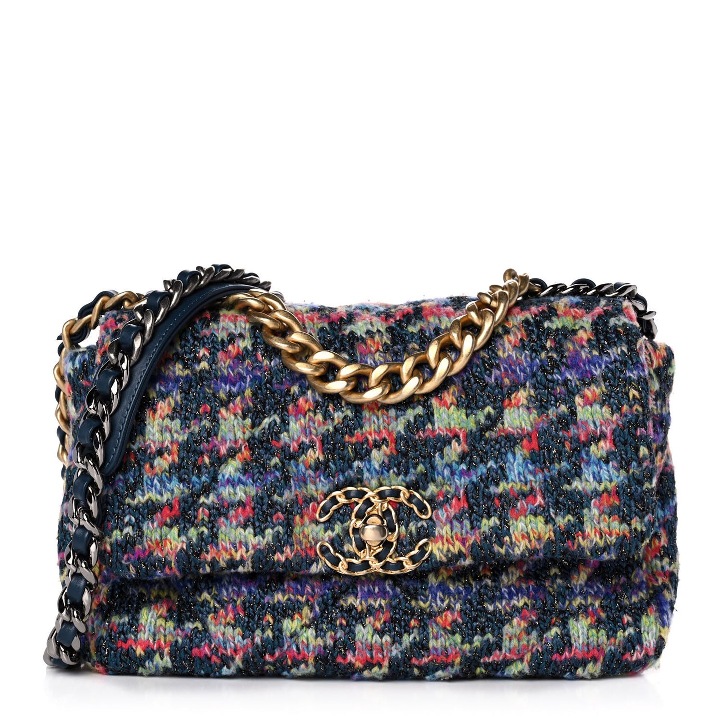 Tweed Quilted Medium Chanel 19 Flap Dark Multicolor