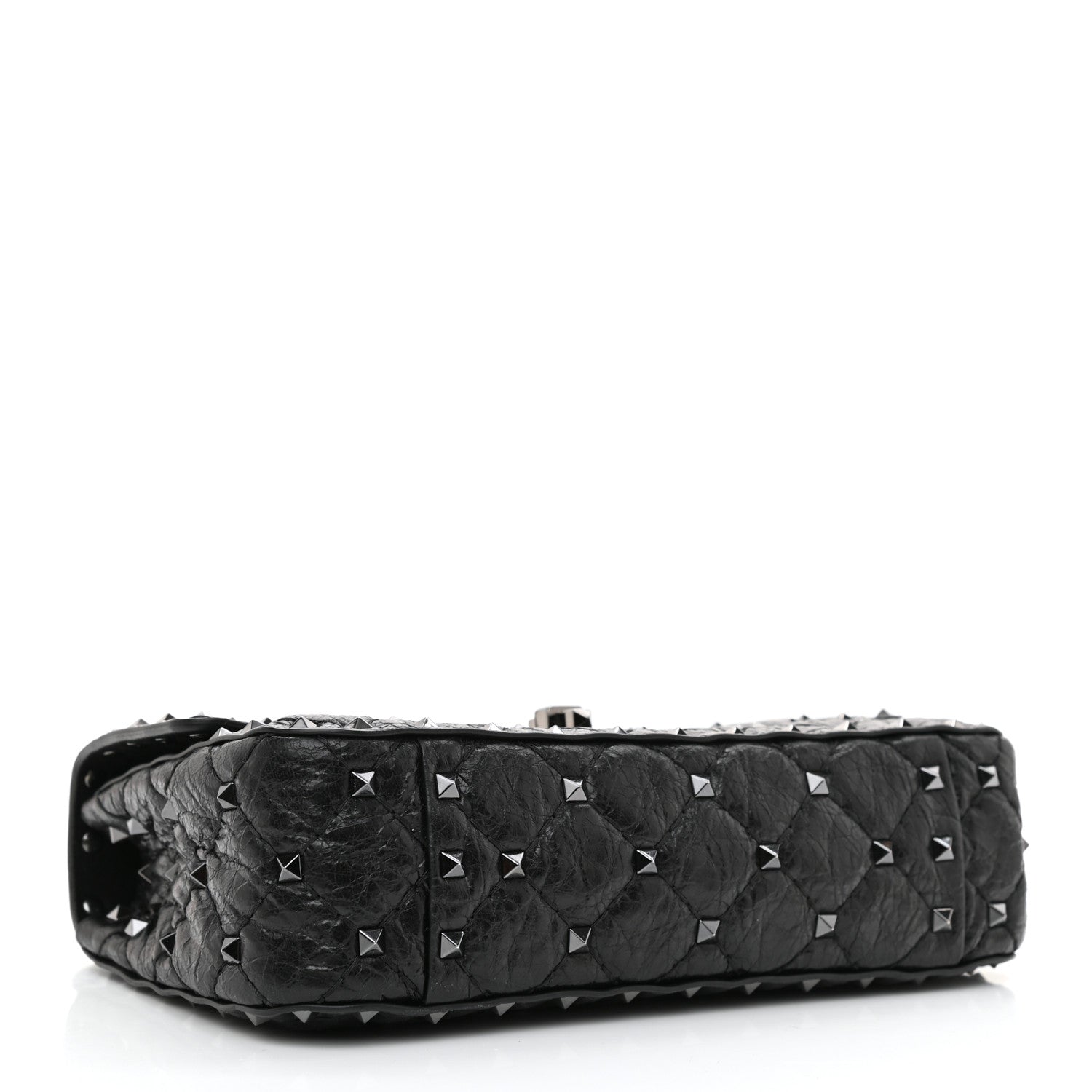 Valentino Garavani Craquele Nappa Small Rockstud Spike Shoulder Bag Black 4 of 7