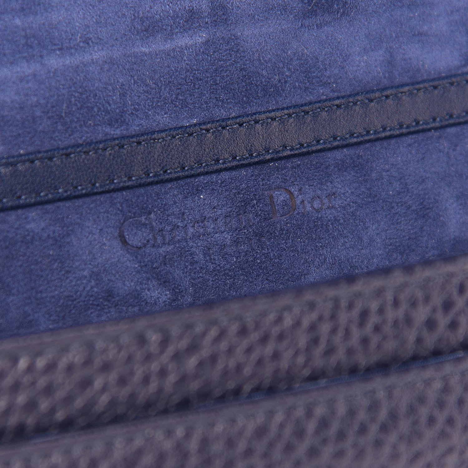 Christian Dior Grained Calfskin Diorama Wallet on Chain Pouch Blue 6 of 9