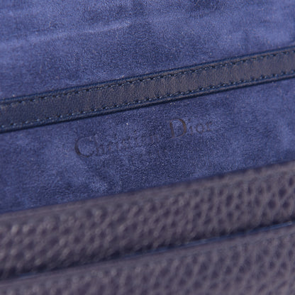 Christian Dior Grained Calfskin Diorama Wallet on Chain Pouch Blue 6 of 9