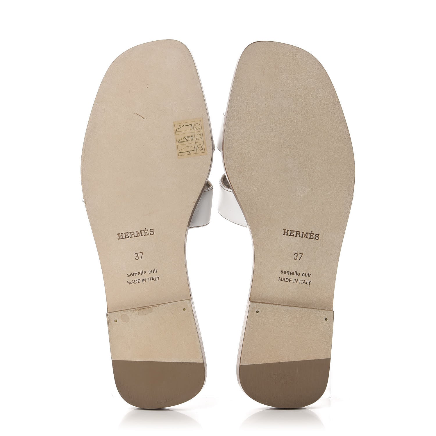 Hermes Box Calfskin Oran Sandals 37 White 5 of 8