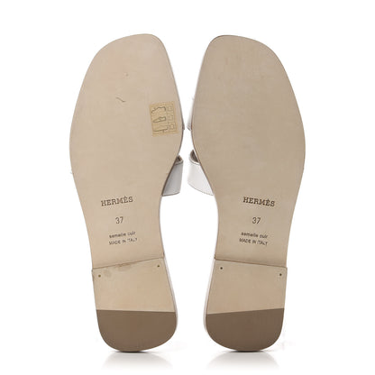 Hermes Box Calfskin Oran Sandals 37 White 5 of 8