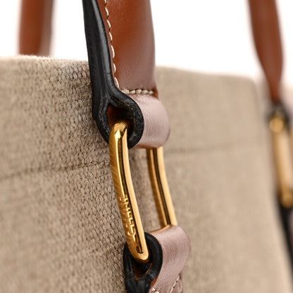 Celine Canvas Calfskin Paris Horizontal Cabas Tan 10 of 10