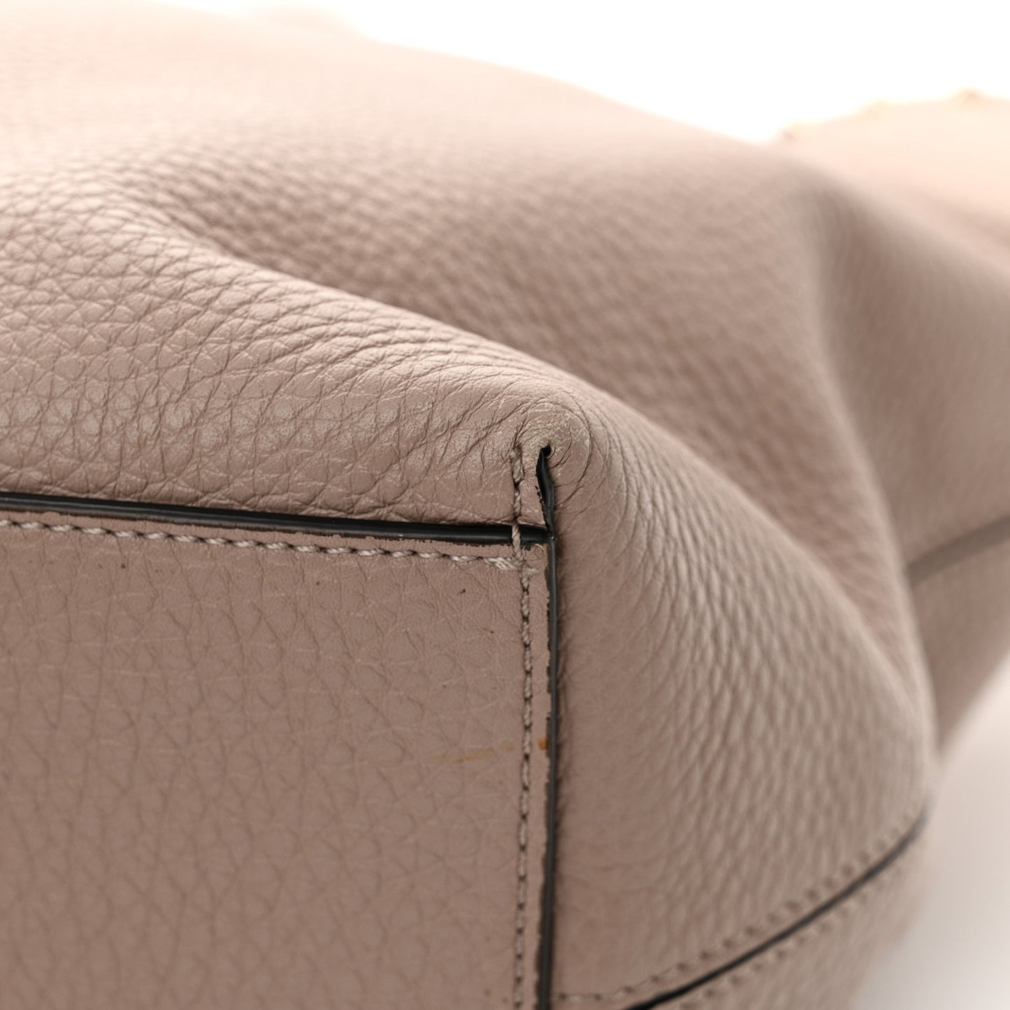 Grained Calfskin Rockstud Shoulder Tote Poudre