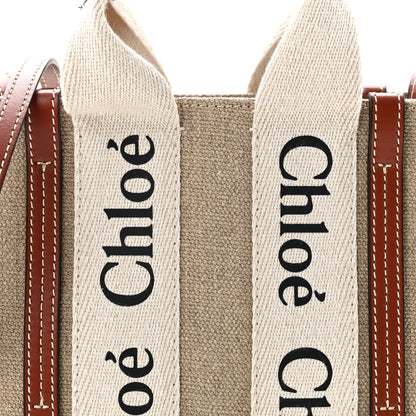 Chloe Cotton Calfskin Mini Woody Ribbon Tote White Brown White Brown 8 of 10