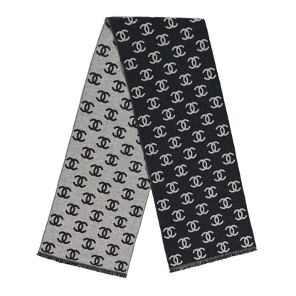 Chanel Wool Cashmere CC Scarf Grey 2 of 3