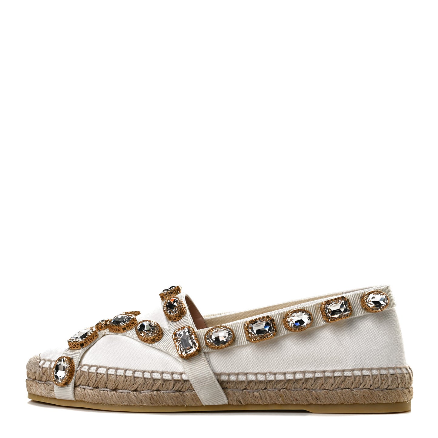Canvas Crystal Embellished Espadrilles 39 Great White
