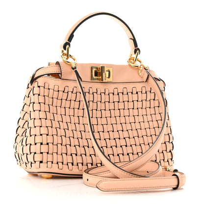 Fendi Vitello Grace Intreccio Mini Peekaboo Iconic Satchel Light Rose 3 of 9