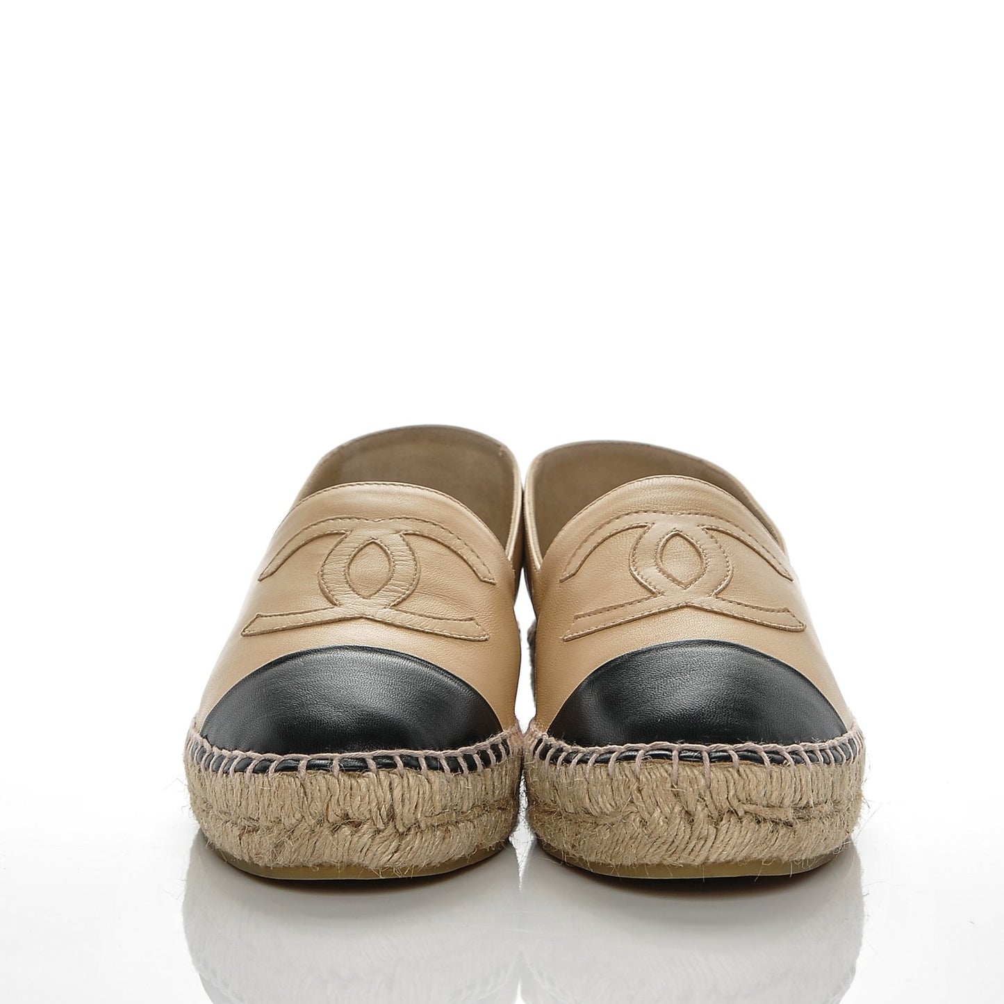 Lambskin CC Espadrilles 39 Beige Black