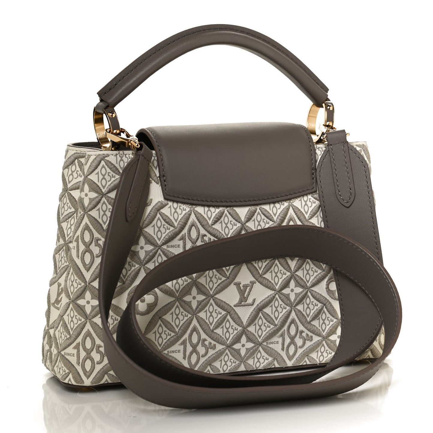 Calfskin Since 1854 Embroidered Capucines BB Ecru Taupe