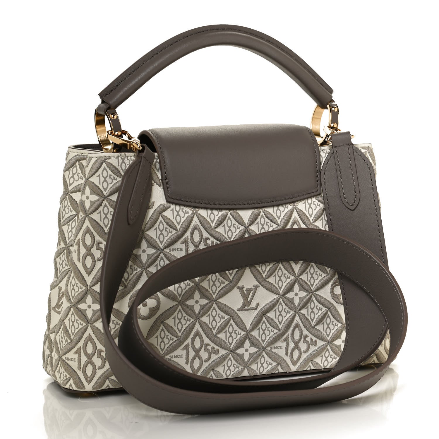 Louis Vuitton Calfskin Since 1854 Embroidered Capucines BB Ecru Taupe 3 of 11