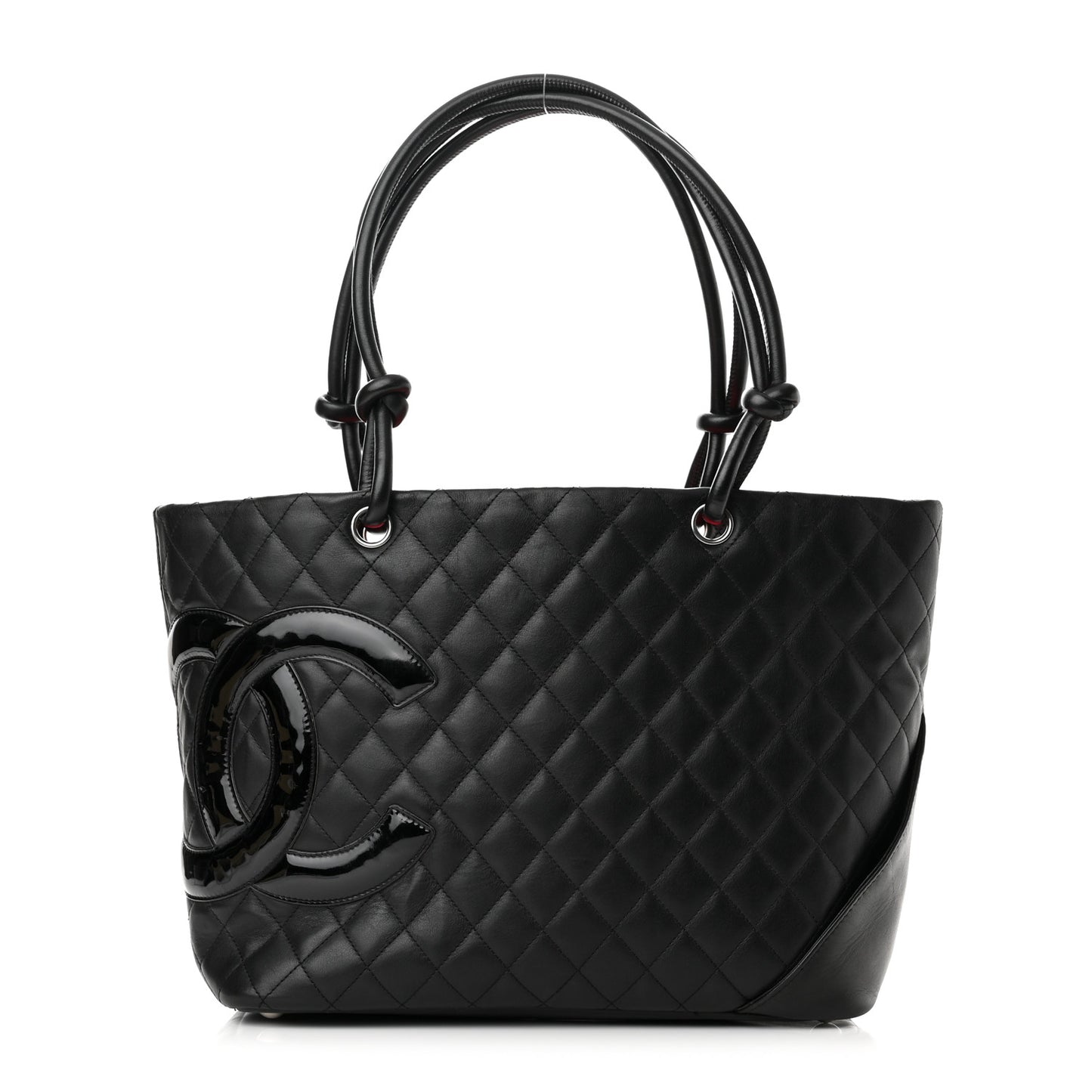 Calfskin Quilted Large Cambon Tote Black