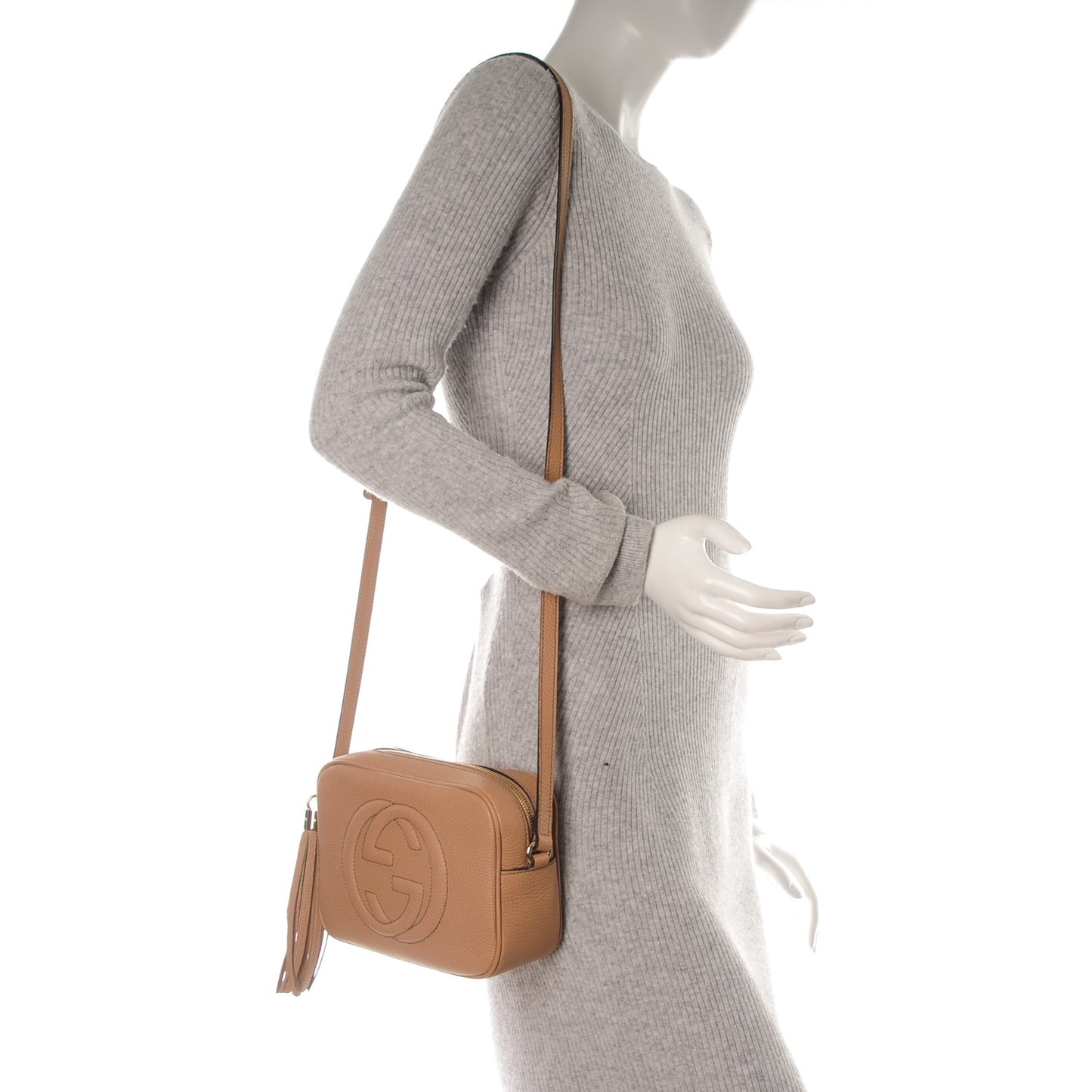Pebbled Calfskin Small Soho Disco Bag Rose Beige